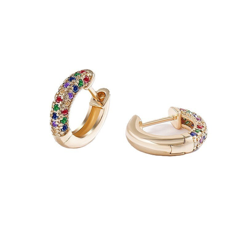 Luxus Ohrringe Creolen gemischte Farbe Zirkon Rosegold Schnallen MicroIntarsien7