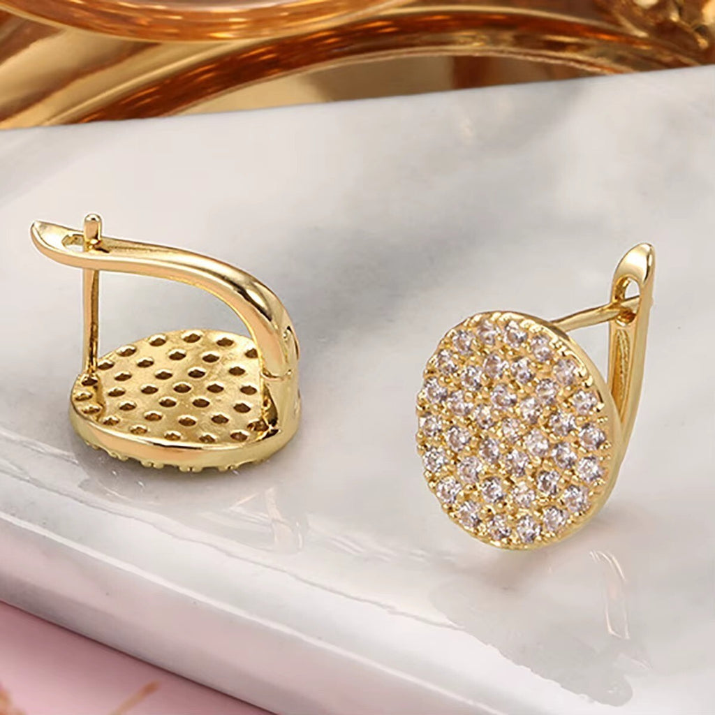 Luxus Ohrringe Creole Zirkonia Kristall simulierte Moissanite 18K Gold überzoge3