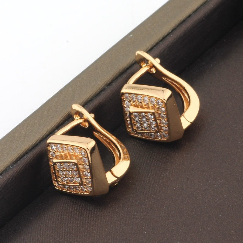 Trendige Damen ZirkonOhrringe, modischem minimalistischem Design in Diamantfor5