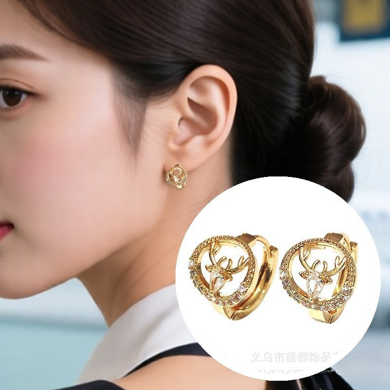 Damen Ohrringe Creole Gold mit Zirkonia in Kupferfassung, luxuriös  raffiniert2
