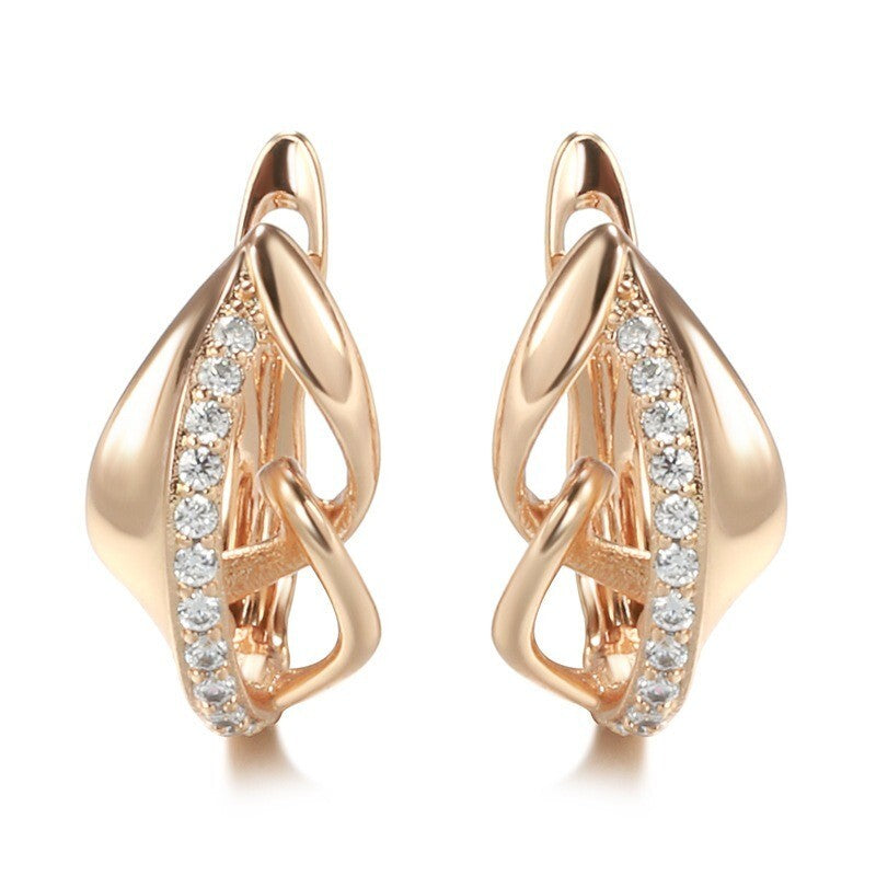 Luxus Ohrringe 585 Rolled Roségold überzogen MicroIntarsien Zirkon für Damen8