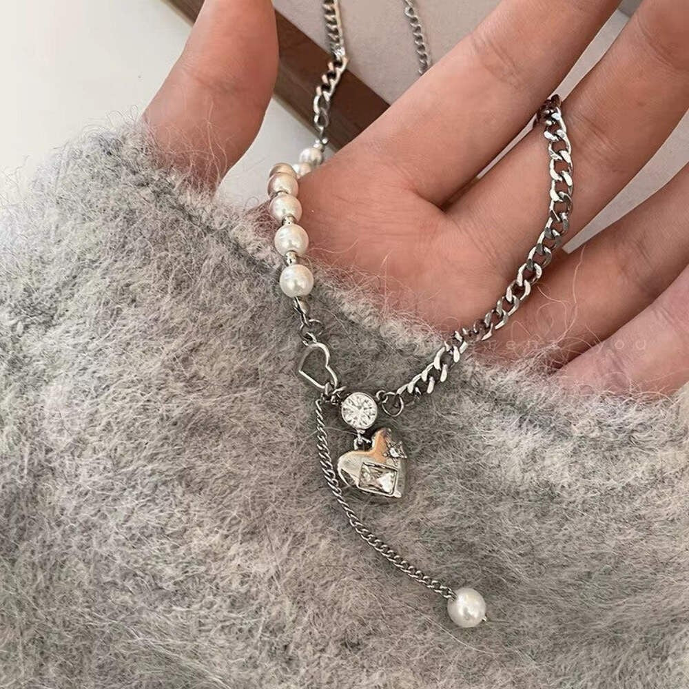 Mädchen Halskette Stil Bogen Amor Kristall Perle Perlen2