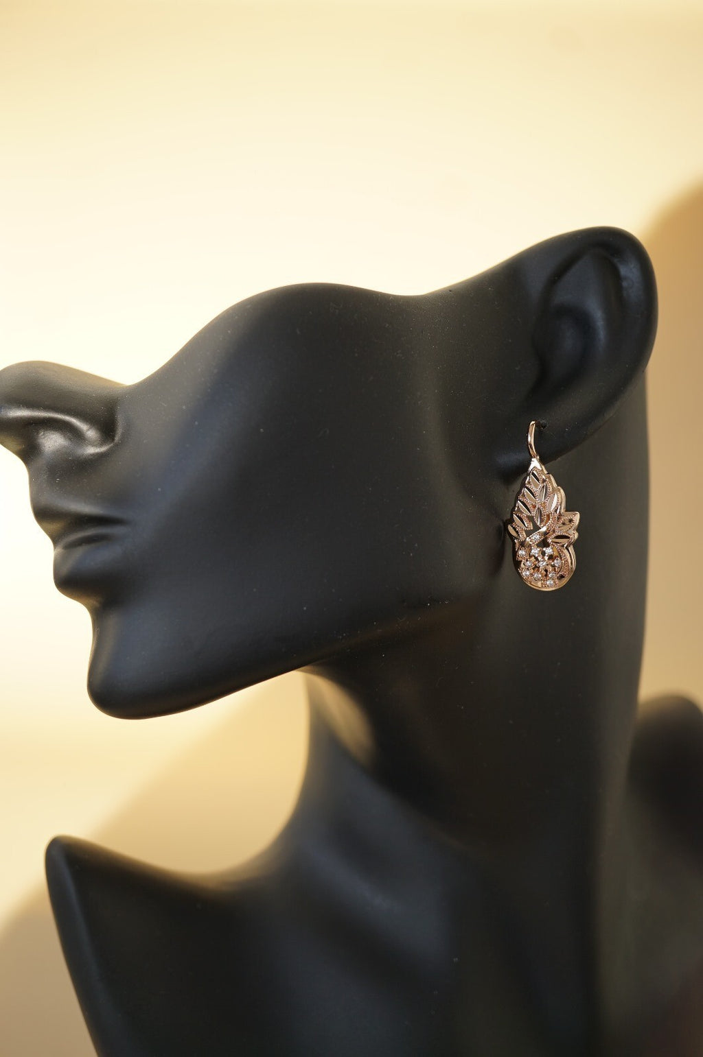 Luxus Damen Blume Ohrringe Creole 585 Rose Gold beschichtet ModeSchmuck10