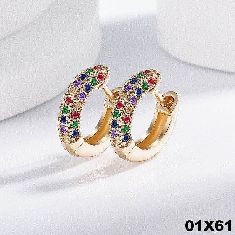 Luxus Ohrringe Creolen gemischte Farbe Zirkon Rosegold Schnallen MicroIntarsien0