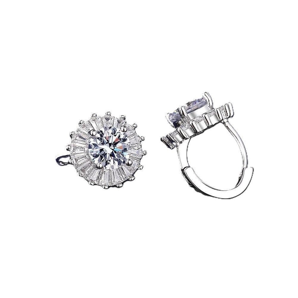 Luxus Ohrringe Creolen Simulation Moissanite ein Karat Weisgold modische Schmuck4
