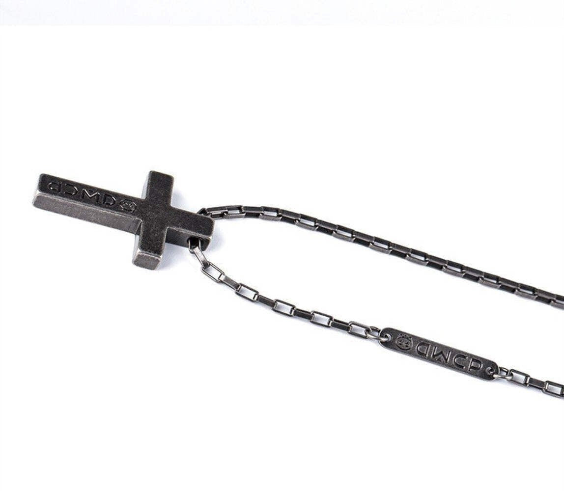 Titanstahl Kreuz Halskette in Retro - Silber Farbe6