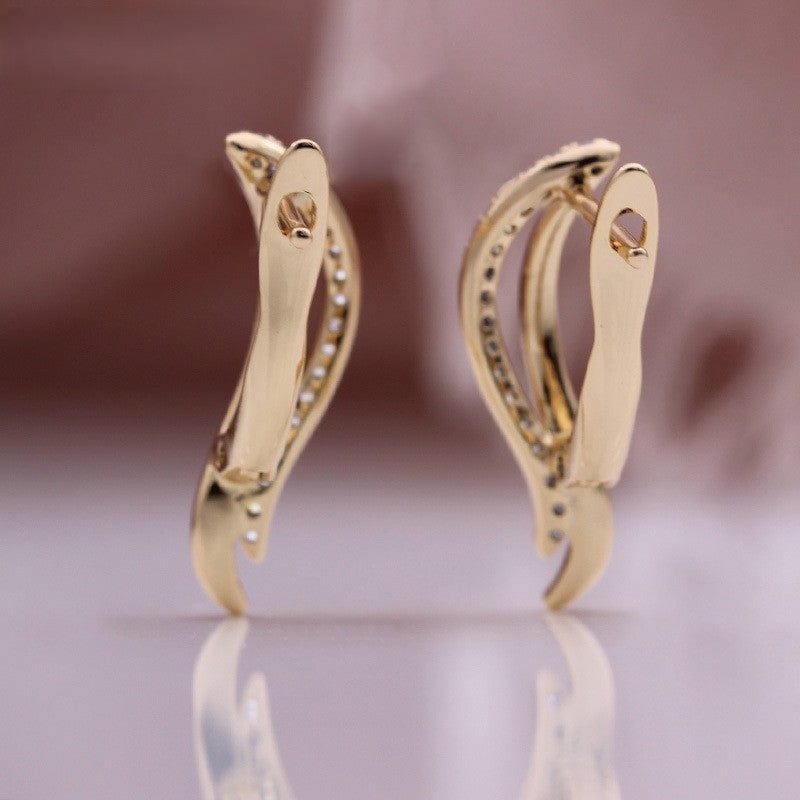 Luxus Damen Ohrringe weibliche 585 rose gold MikroZirkon geometrische Ohrringe4
