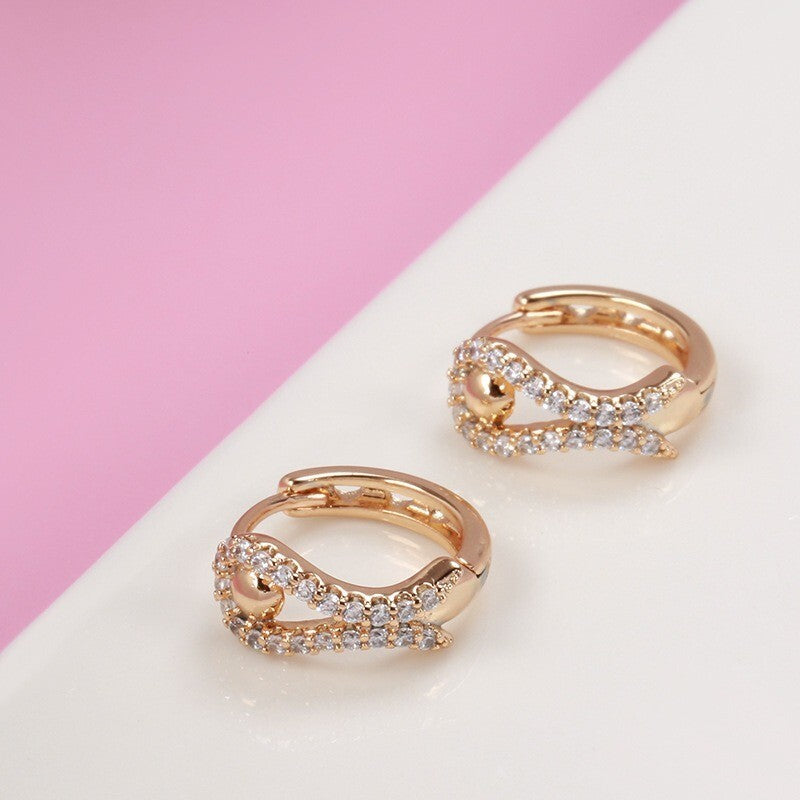 RomantischeDamen Ohrringe 585R Roségold, modische und exquisite geometrische Ohr5