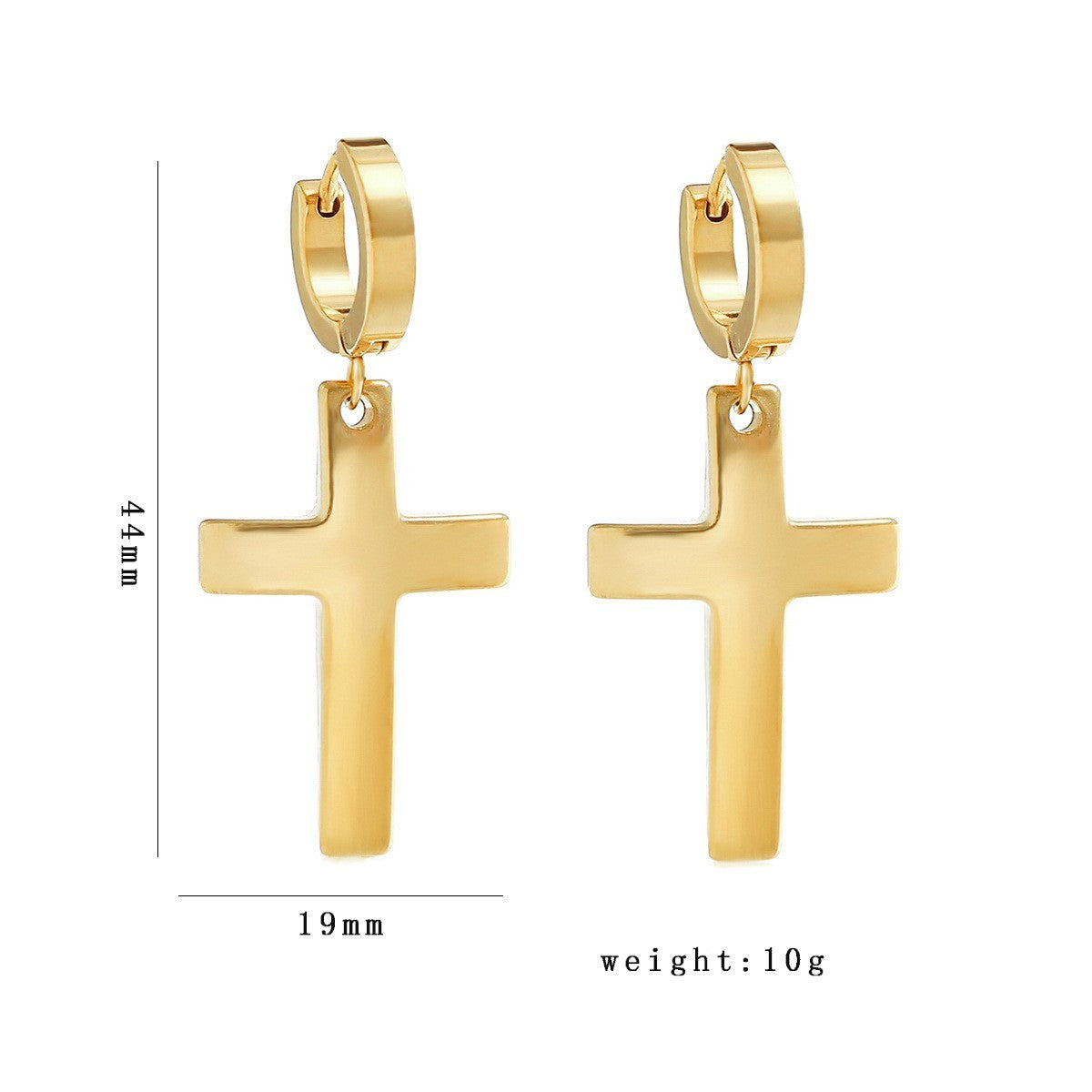 Edelstahl Damen Ohrringe Creole Kreuz 18K Gold HighEndOhrringe galvanisierte0