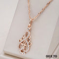 Luxus Damen Halskette mit Anhänger Blume 585er Rosé Gold Walzgold Natürlicher Zi0