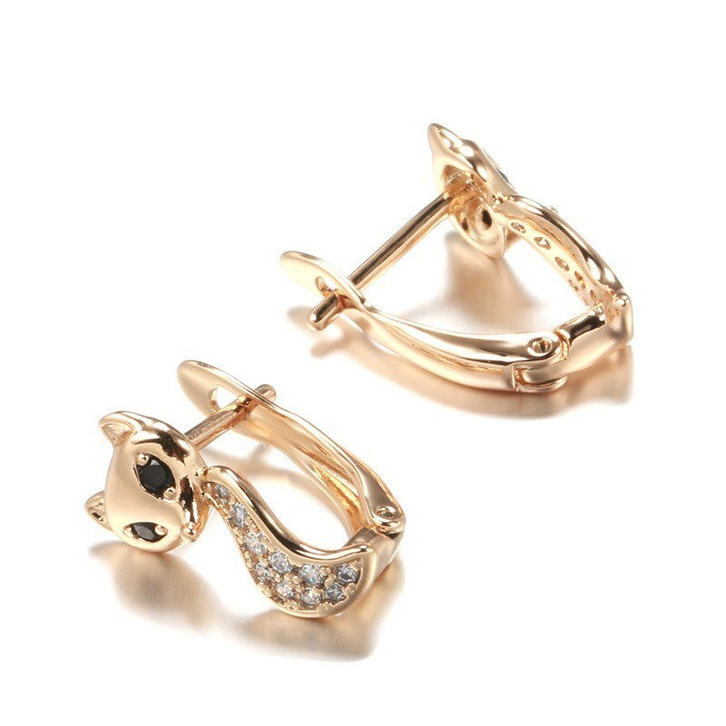 Luxus Damen Fuchs Ohrringe 585 Rosé Gold überzogen Weiß CZ für Damen Geschenk4