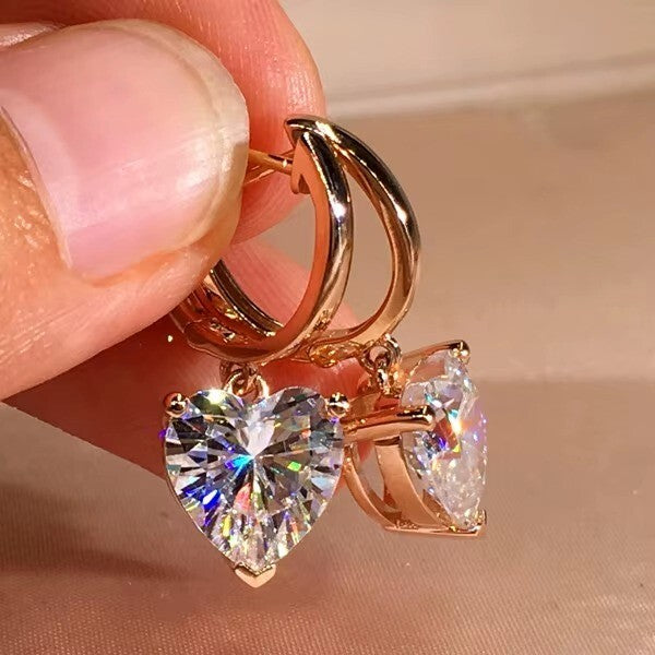 Süße Damen Ohrringe Roségold Herz Kristall Zirkon AAA,Schmuck4