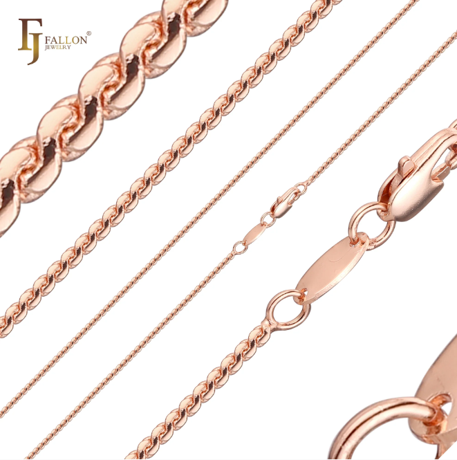 Elegante Kette Serpentine S-Gliederung Roségold plattiertes 9mm -50cm Seitenkett1