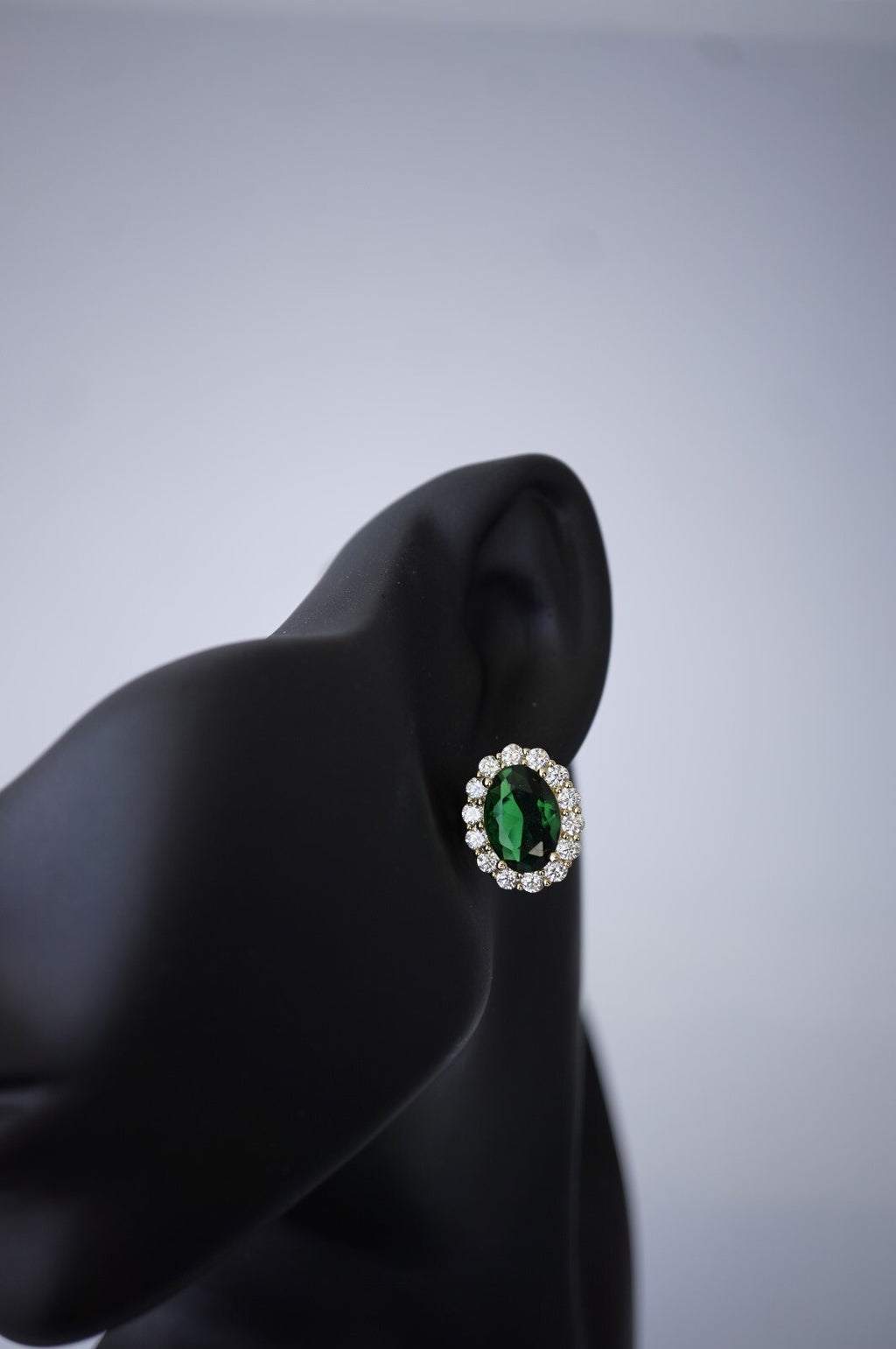 Luxus Ohrringe Creole mit BlumenDesign, oval, grüner Kristall Gold 14K vergold9