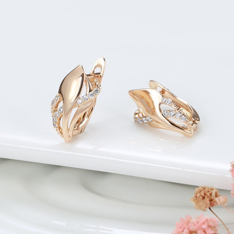 Luxus Ohrringe 585 Rolled Roségold überzogen mit CZ für Damen Geschenk3