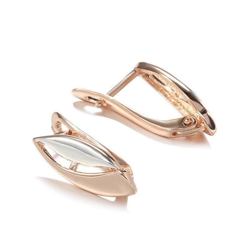 Luxus Damen Ohrringe 585RG Roségold zweifarbig Pfirsichherz Design1