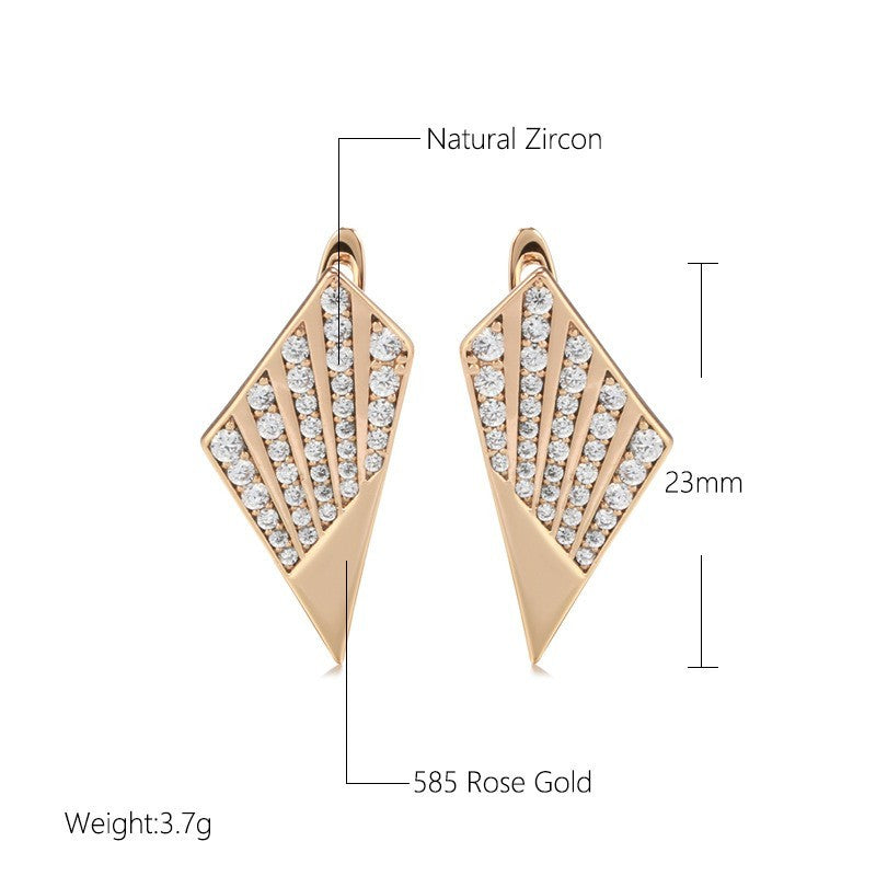 Damen Geometrische Ohrringe, 585RG Rosé Gold, elegante Ohrringe mit Diamantenbes5