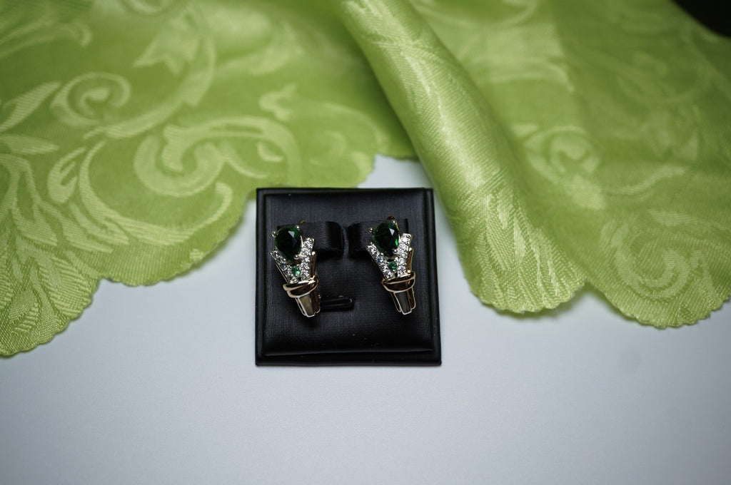Luxus Damen Ohrringe Zirkon aus Smaragd-Roségold (vergoldet) mit Krappenfassung7