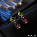 Eleganter Damen Ohrringe Ohrstecker Charm Grüner Peridot Roter Granat Rosé Gold0