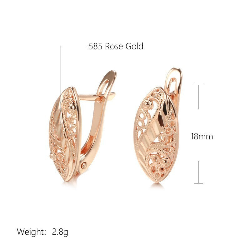 Luxus Damen Ohrringe 585 Rose Gold mit Hohlmuster für Frauen im kalten Stil, Oh5
