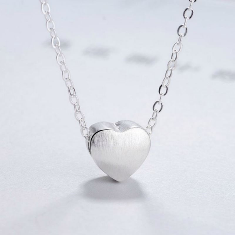 Damen Halskette Silber 925 mit Herz Anhänger gebürstetem Sterlingsilber (925)4