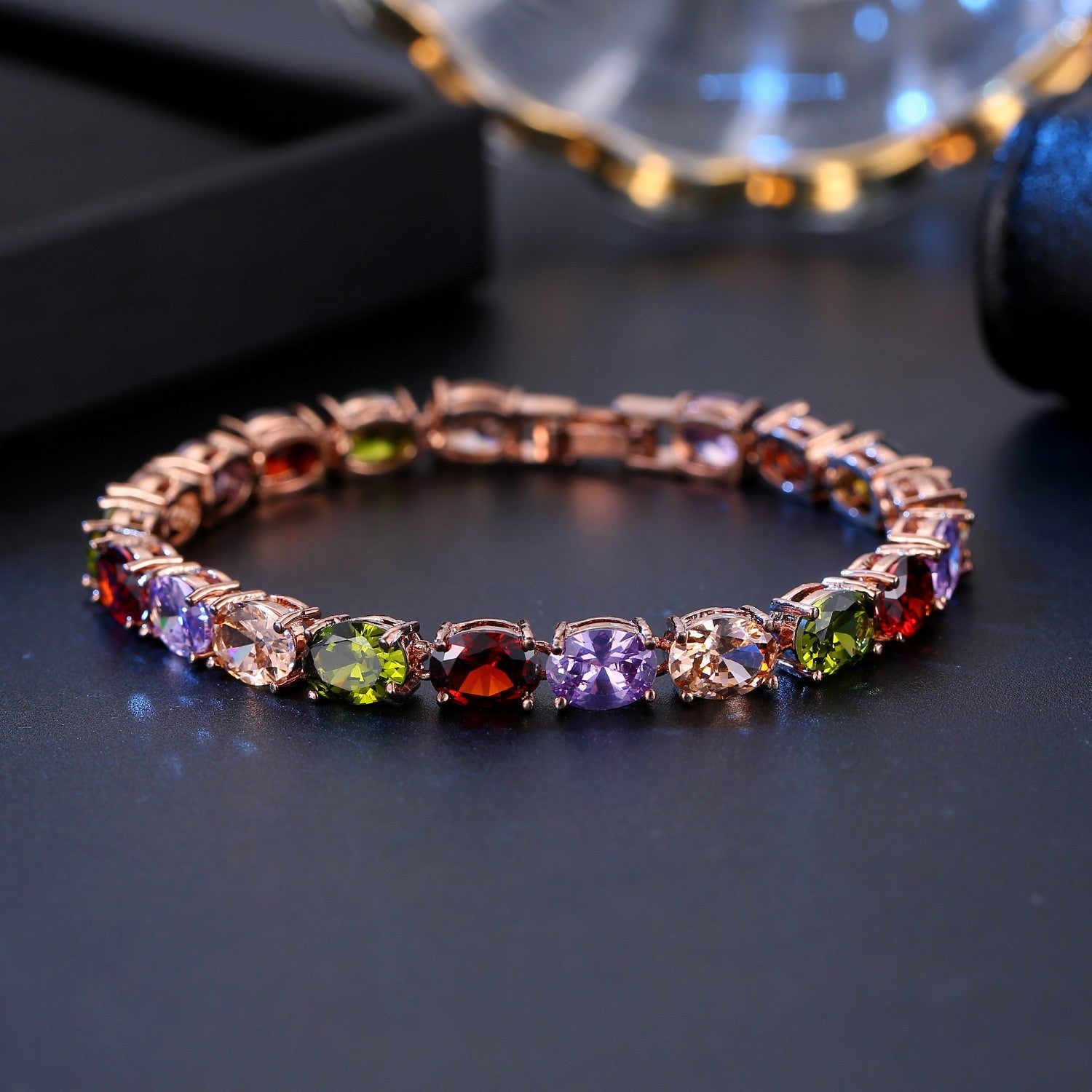 Luxus Damen Armband Rose Gold Trend Galvanisieren von echten Gold ,Farbige Zirk7