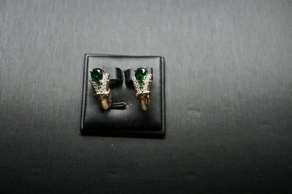 Luxus Damen Ohrringe Zirkon aus Smaragd-Roségold (vergoldet) mit Krappenfassung8