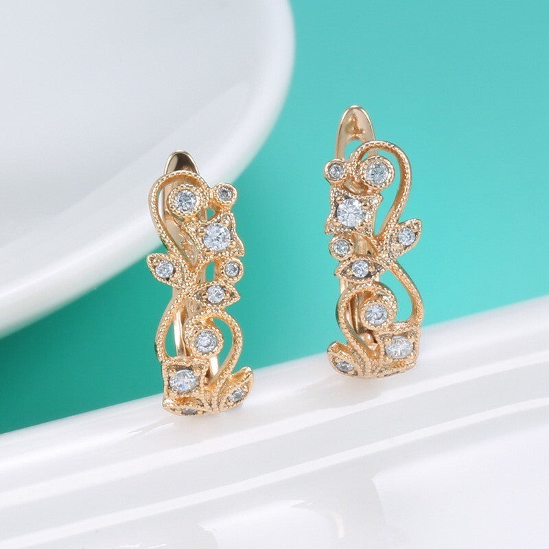 Luxus Ohrringe 585 Rolled Roségold überzogen Blumen CZ für Damen Geschenk5