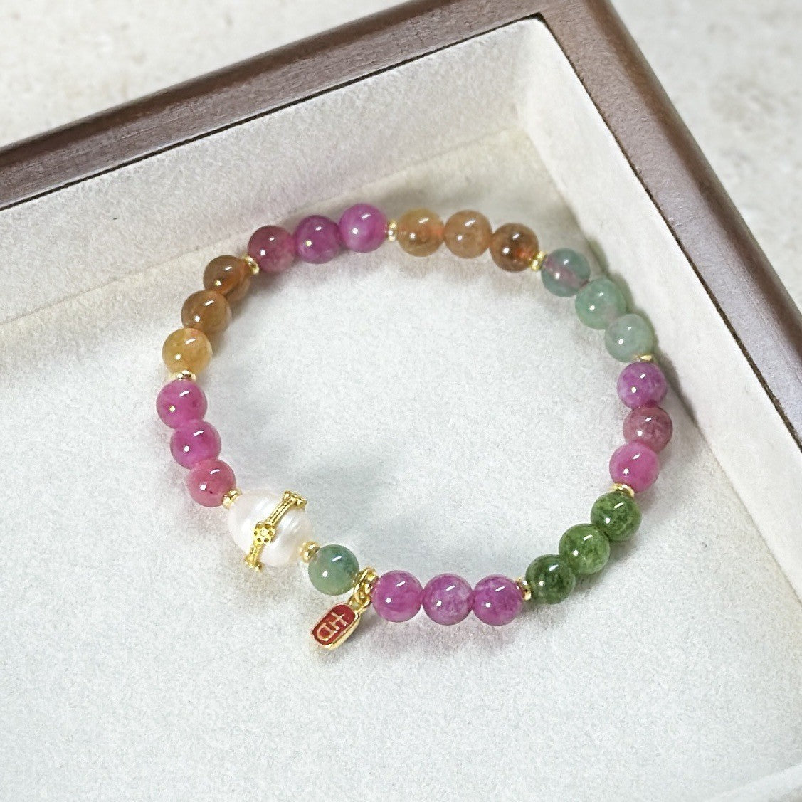 Damen Armband Natürliche Süßwasser Perle Turmalin Armband nette katze natürlich2