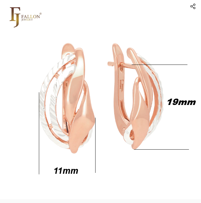 Damen Zweifarbige Ohrringein 585 Roségold ineinandergreifenden Bändern ,Schmuck2