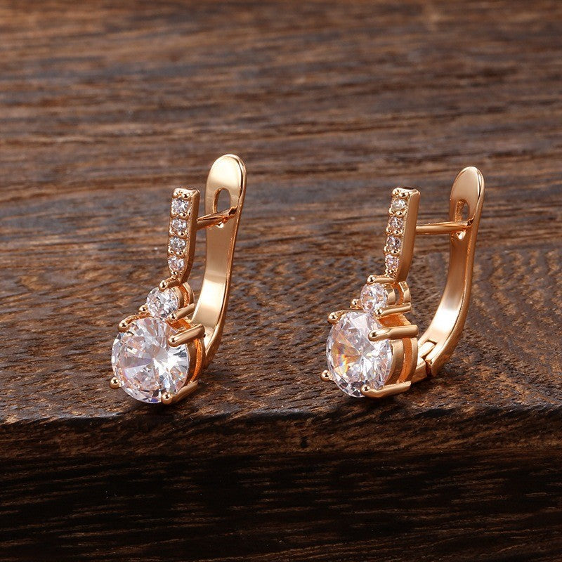 Luxus Damen Ohrringe 585RG Rosé Gold Zirkon ohrringe ohrringe weibliche mode tem8