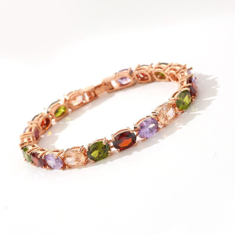Luxus Damen Armband Rose Gold Trend Galvanisieren von echten Gold ,Farbige Zirk8