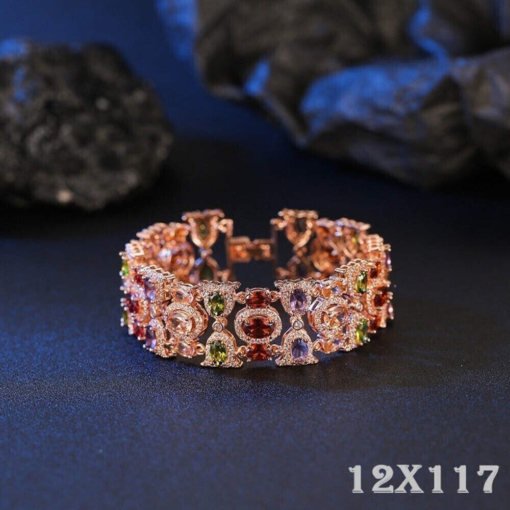 Damen Armband in Roségold mit farbigen künstlichen Zirkonia Steinen5
