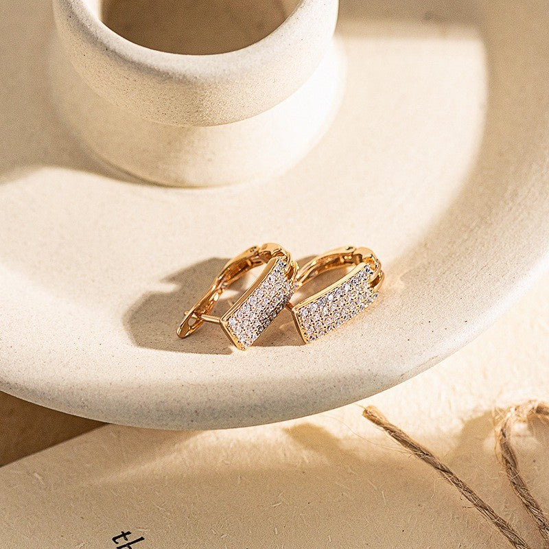 Luxus Ohrringe Creolen Micro Intarsien Zirkon Kristalle 585 Rolled Roségold über1