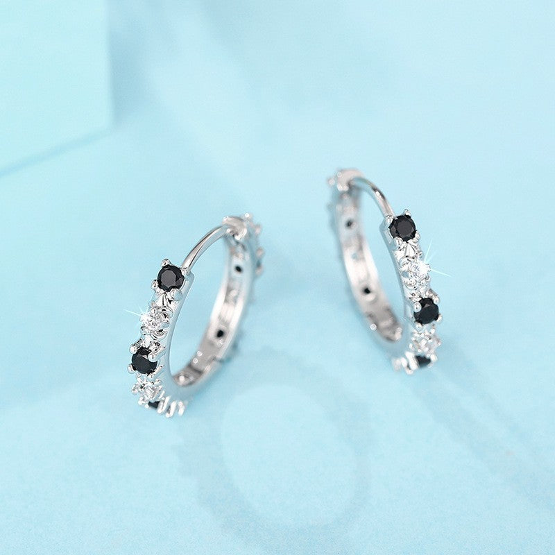 Ohrringe Creole 925er Sterling Silber Zirkonia für Damen, trendige Creolen10