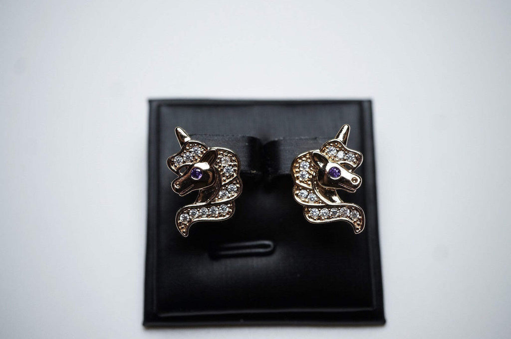 Einhorn-Ohrringe mit Rosegold vergoldet für Mädchen20