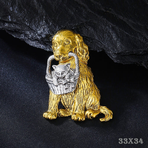 Brosche GoldenRetrieverMotiv, hochwertige HerrenAnzugCorsage mit Tiermotiv0
