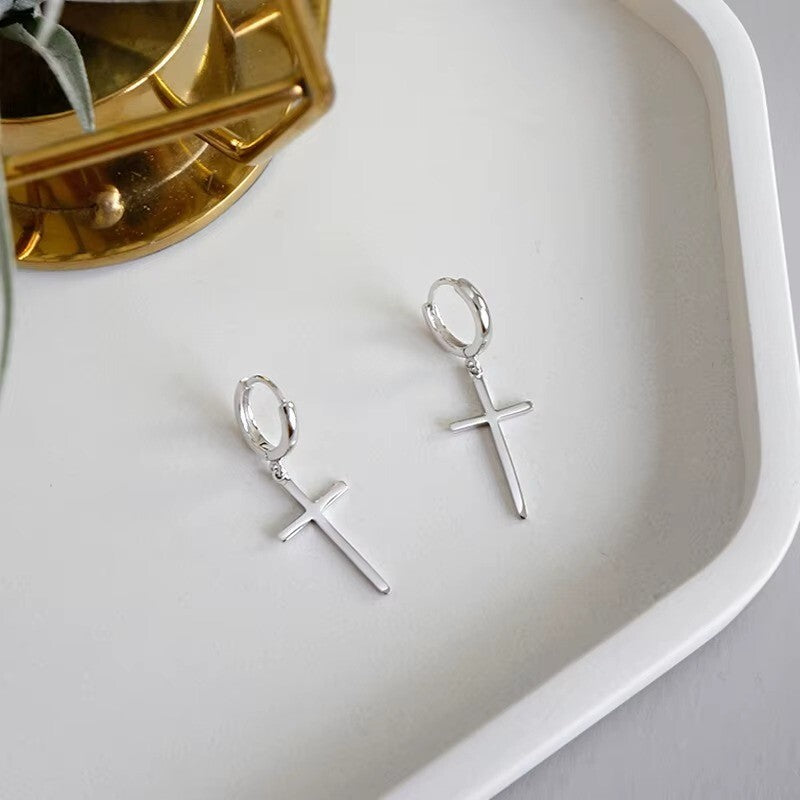 Damen Kreuz Ohrringe 925 Sterling Silber Hypoallergene Ohrringe OHRSCHMUCK7