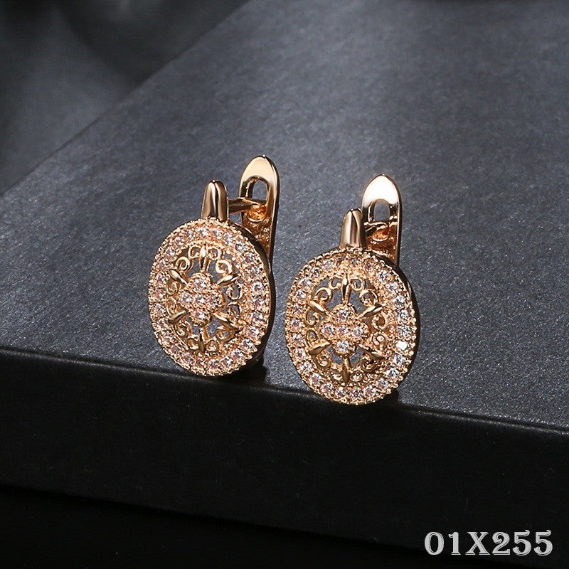 Luxus Damen Ohrringe 585RG Roségold Blumen Weiß CZ für Damen Geschenk Schmuck0