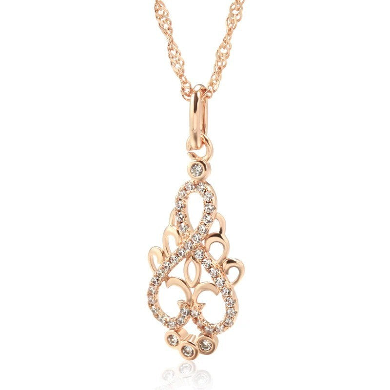 Luxus Damen Halskette Blume Anhänger 585er Roségold natürlicher Zirkon4