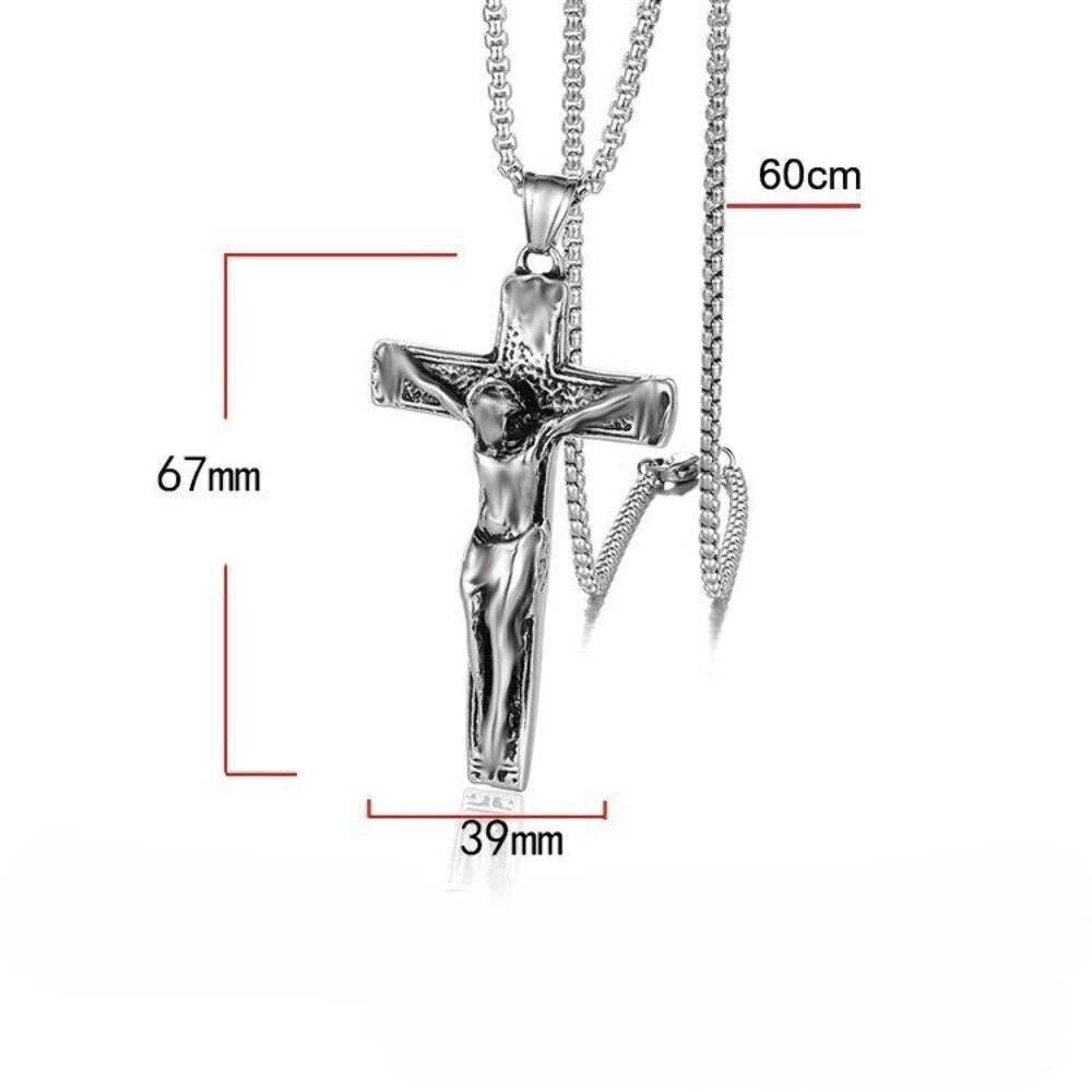 Herren Halskette versilbert Christus Jesus Kreuz Kruzifix2
