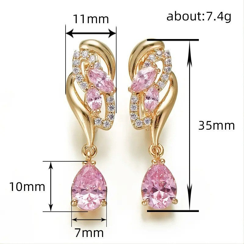 Luxus Damen Ohrringe tropfenförmige rosa Geburtsstein HighEndLicht Luxus1