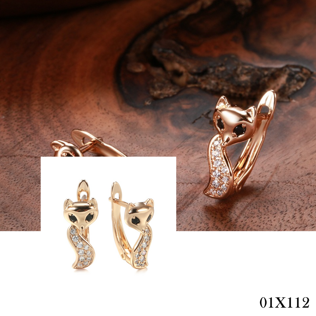 Luxus Damen Fuchs Ohrringe 585 Rosé Gold überzogen Weiß CZ für Damen Geschenk0