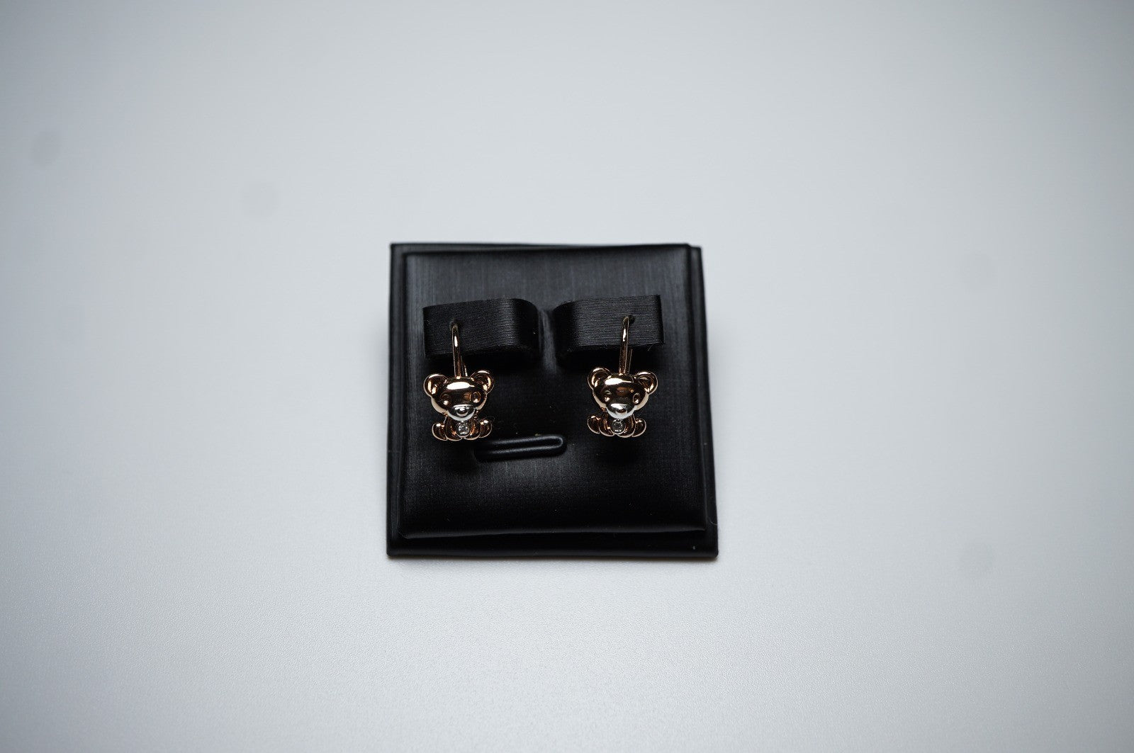 Draht Haken Ohrringe mit Bärenmotiv für Kinder, Zweifarbig Roségold-Plattiert13