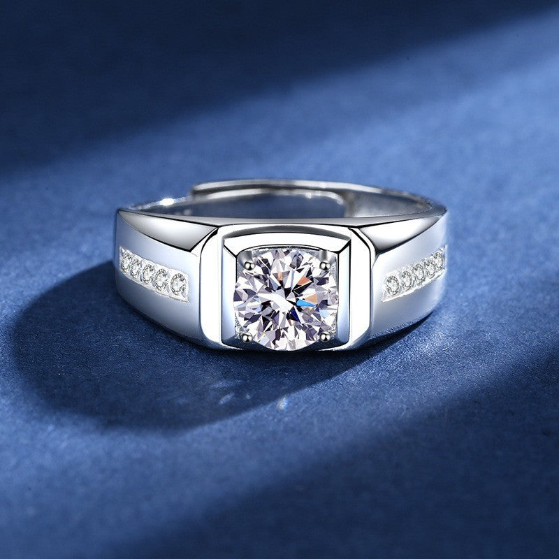 Herren Ring 925 Sterling Silber 1 Karat Zirkonia Ehering stilvoll verstellbar8