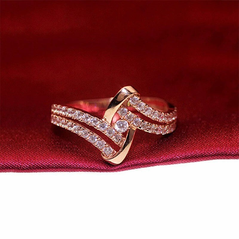 Damen Ring 585 Rose Golde vergoldet mit einem Diamanten  Verstellbare Öffen3