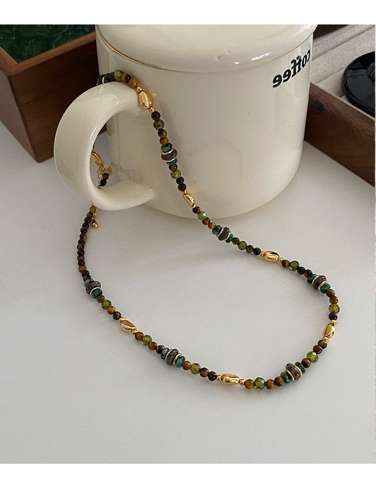 Kette Tigerauge Achat natürliche stein schlüsselbein halskette frauen licht luxu5