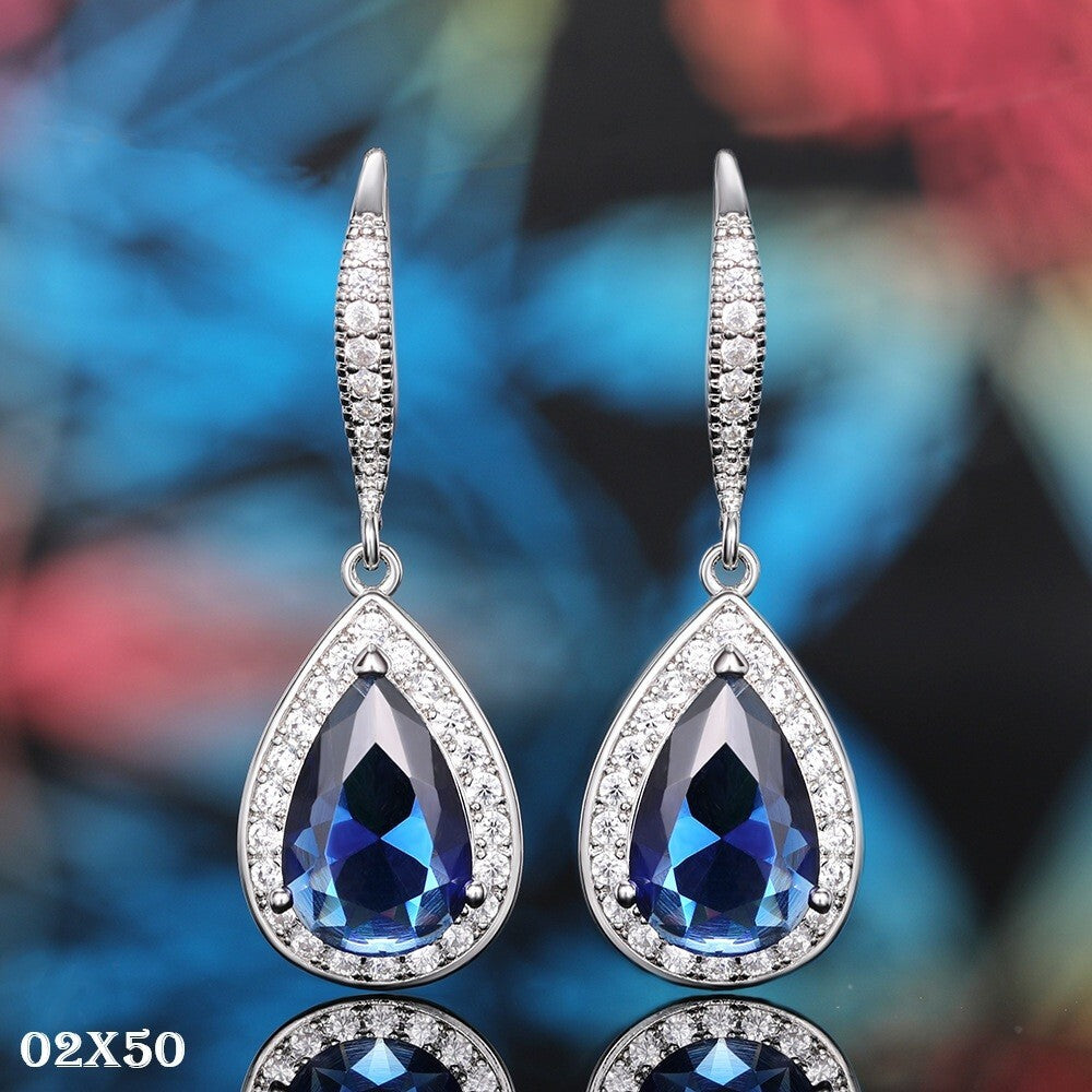 Damen Ohrringe Silber Handel heißer Ohrringe Saphir Tansanit Zirkon Ohrringe0