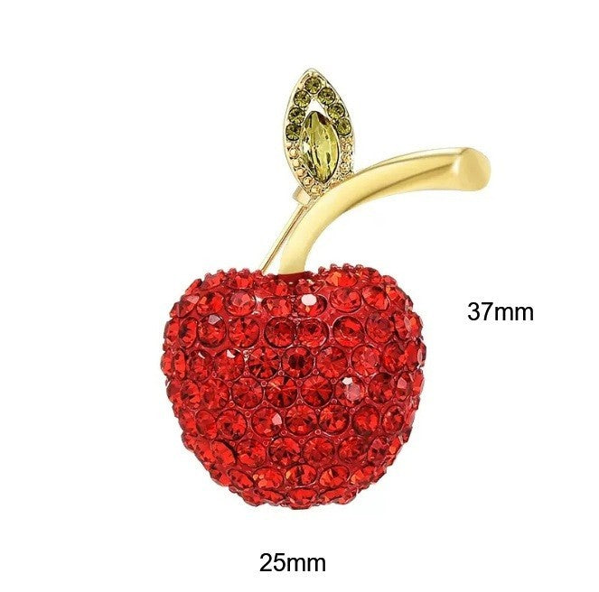Niedliche Rot Apfel-Brosche, luxuriöser Damenschmuck, blickdichte Brosche3
