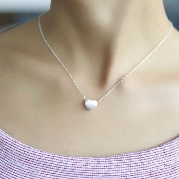 Damen Halskette Silber 925 mit Herz Anhänger gebürstetem Sterlingsilber (925)3